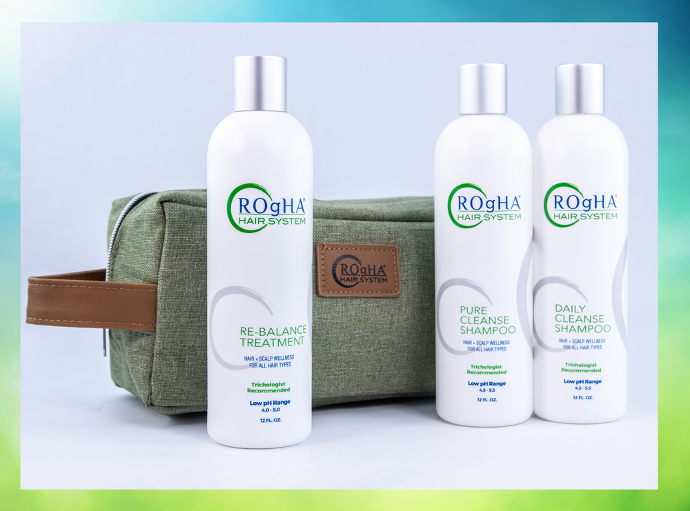 ROgHA® Hair System Trio Set packaged in a green travel bag